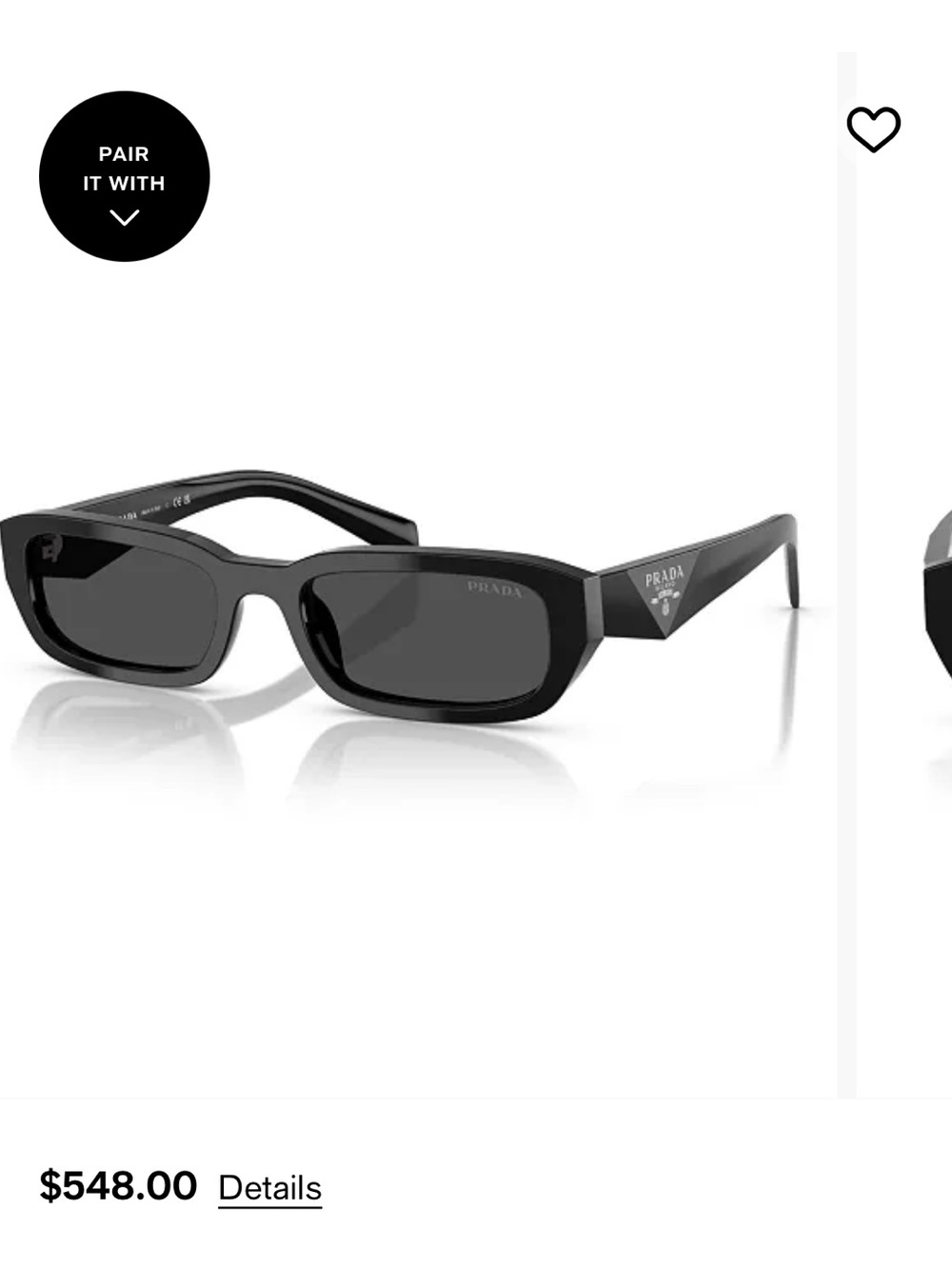 Authentic Prada Black Rectangular Sunglasses